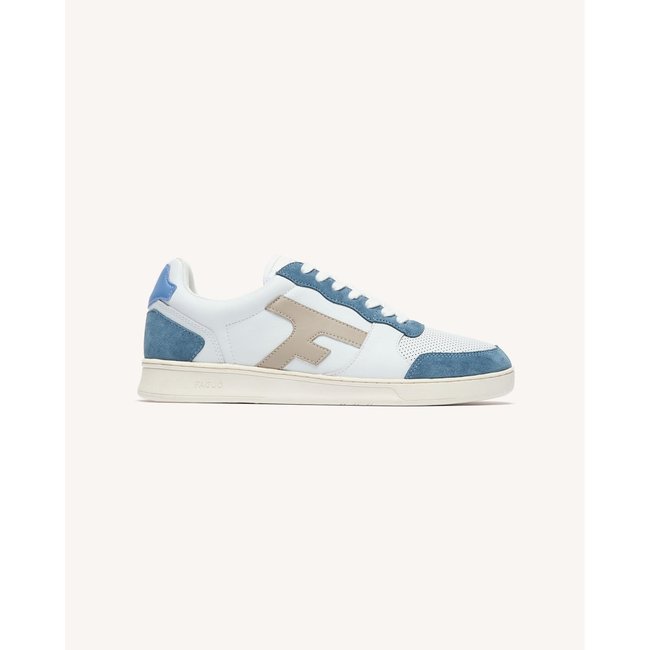 Baskets basses cuir suede HAZEL HAZEL blanc et bleu <span itemprop=