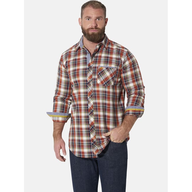 Chemise EWIKSON orange foncé à carreaux <span itemprop=