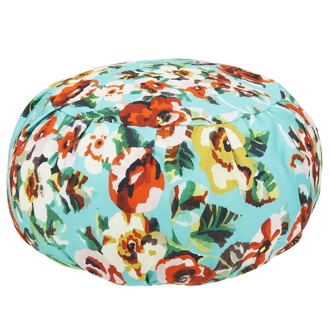 Coussin de méditation en coton fleuri, RITA bleu turquoise <span itemprop=
