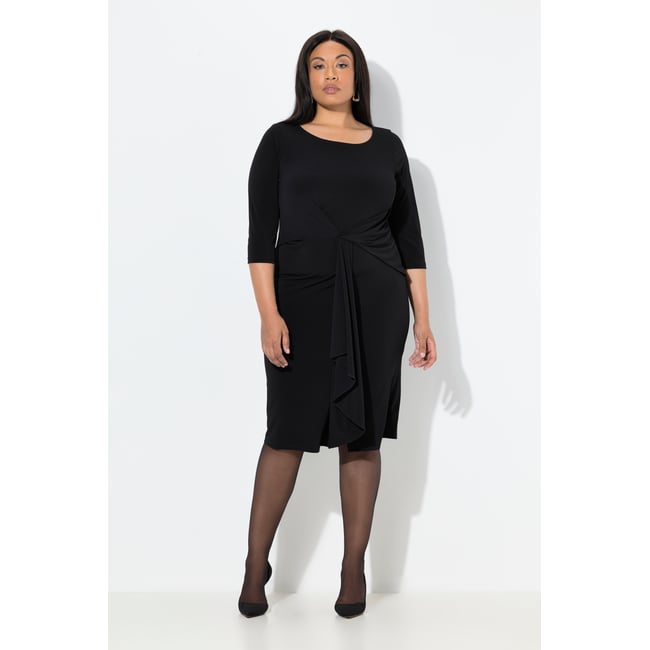 Robe midi sans manches avec drapé noir <span itemprop=