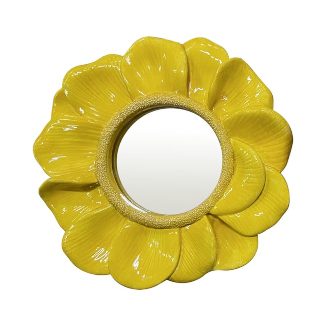 Miroir fleur 16.2cm Couleur jaune <span itemprop=