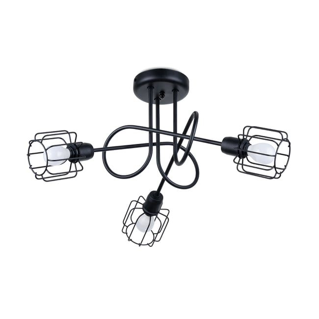 Lustre Acier Noir E14 3 Beluci Couleur noir <span itemprop=