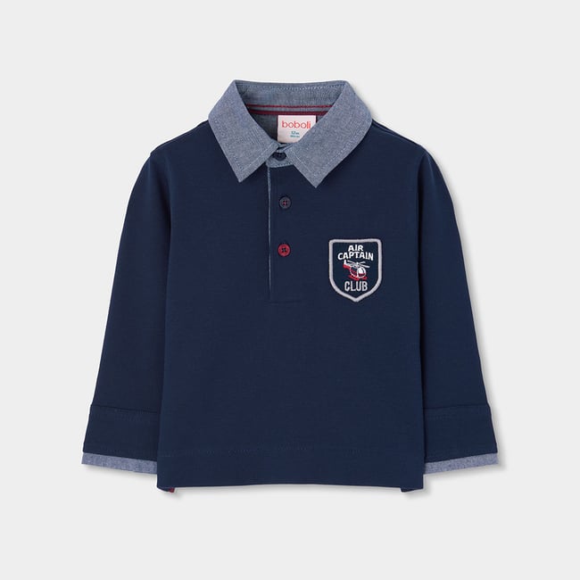 Polo garçon avec écusson Air Captain Club bleu <span itemprop=
