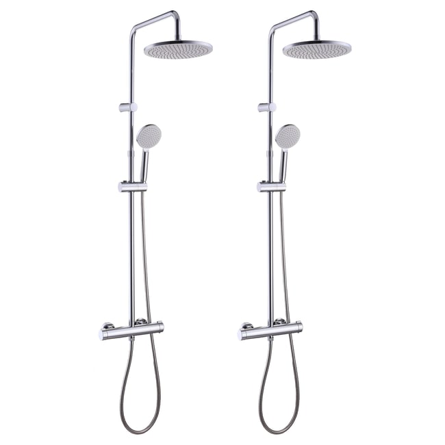 Lot de 2 colonnes de douche thermostatique, ESSENTIAL chrome <span itemprop=
