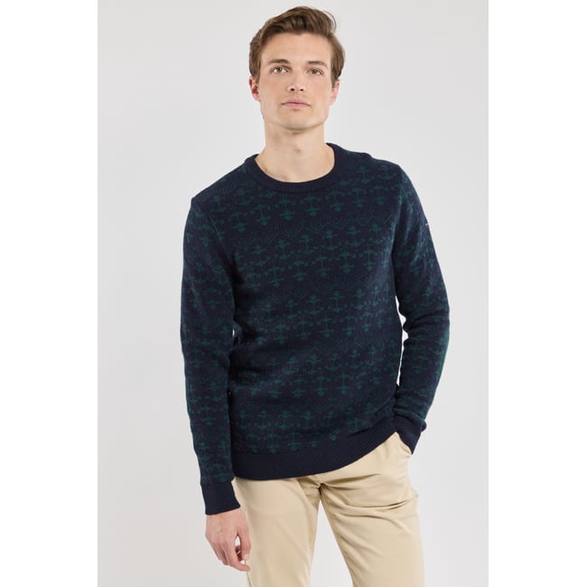Pull avec coudières en laine navire/dark storm <span itemprop=