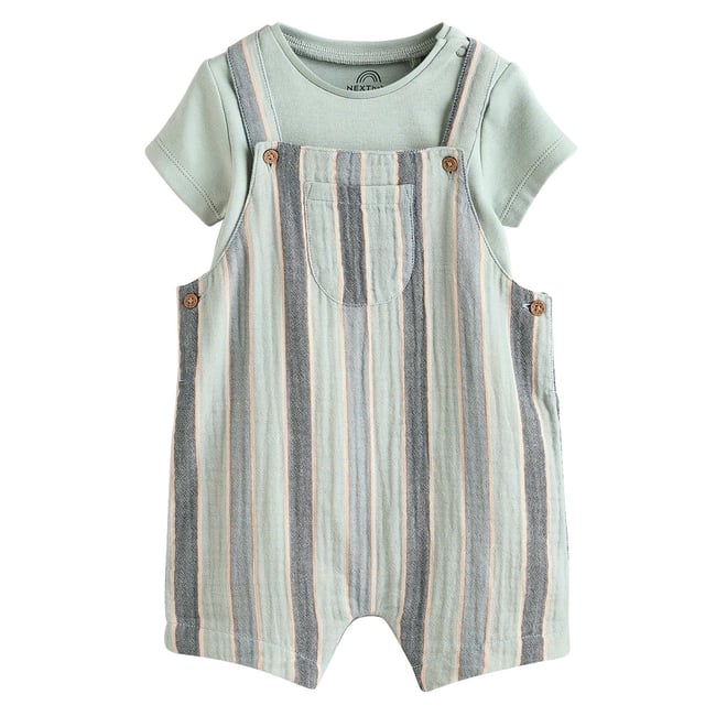 Ensemble bébé avec body et salopette tissée minerals stripe <span itemprop=