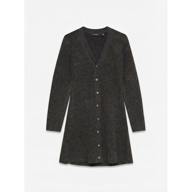 Robe en maille boutonnée marron chocolat <span itemprop=