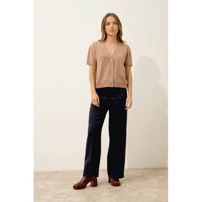 Cardigan Col V Manches Courtes Camel Chiné Iris camel chiné <span itemprop=