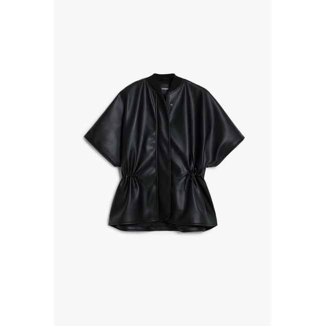 Poncho effet cuir à reliefs noir <span itemprop=