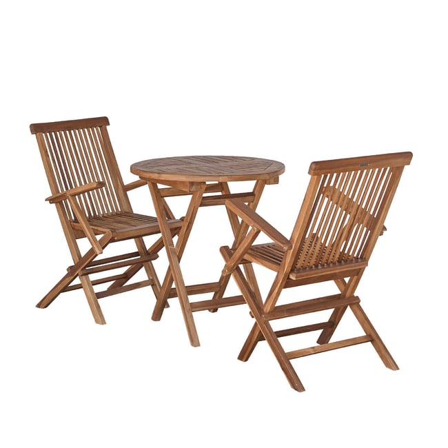 Salon de jardin en teck huilé pliant 2/4 places  BALI marron <span itemprop=