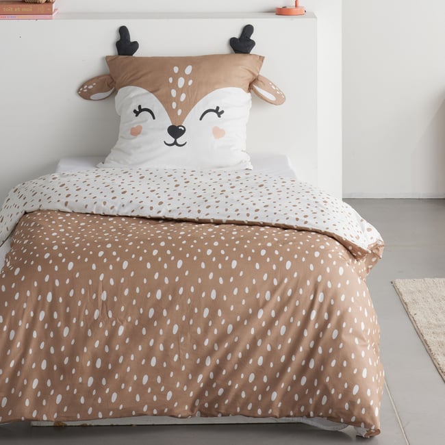 Parure de lit 1 personne FUNNY marron <span itemprop=