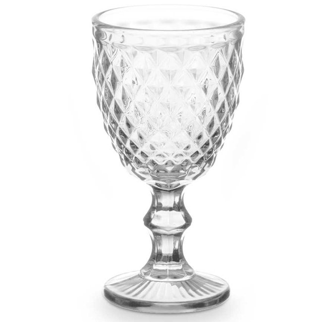 Set de 6 verres à vin sur pied en verre Diamants 22cl Couleur transparent <span itemprop=