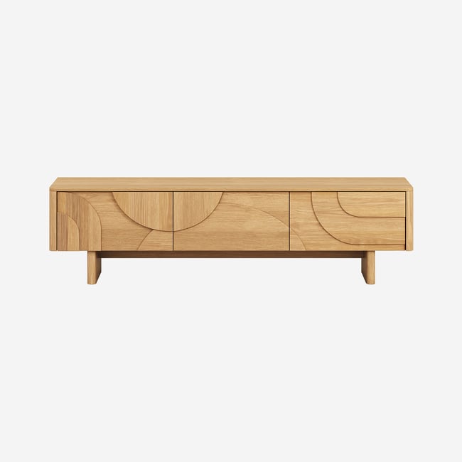Banc TV panneau de particule, panneau et dérivés de bois MILORD Couleur naturel clair <span itemprop=