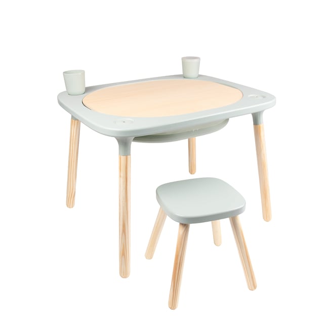 Table de jeux 4 en 1 avec tabouret vert sauge <span itemprop=