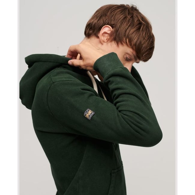 Sweat à capuche et logo vintage en relief vert émail <span itemprop=