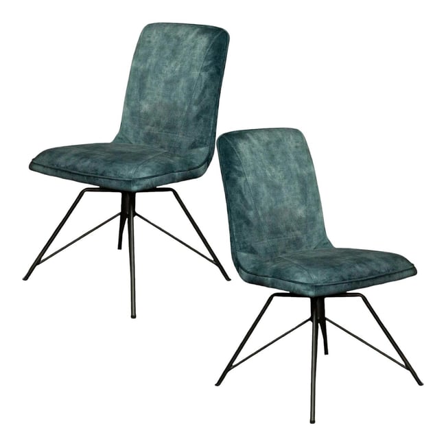 Chaise pivotante en velours (lot de 2) OKA Couleur bleu <span itemprop=