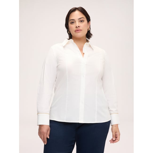 Chemise avec poignet décoré blanc <span itemprop=