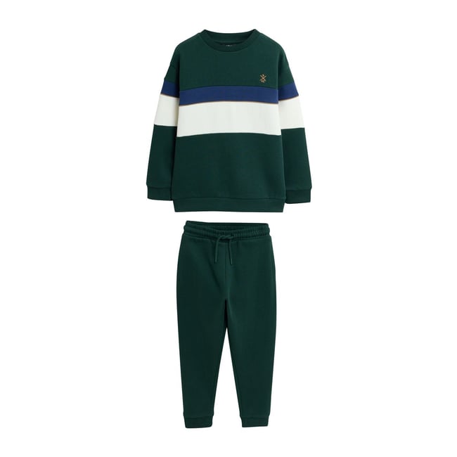 Ensemble sweat ras du cou vert <span itemprop=