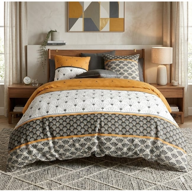 Parure de lit Collection Leonie jaune <span itemprop=