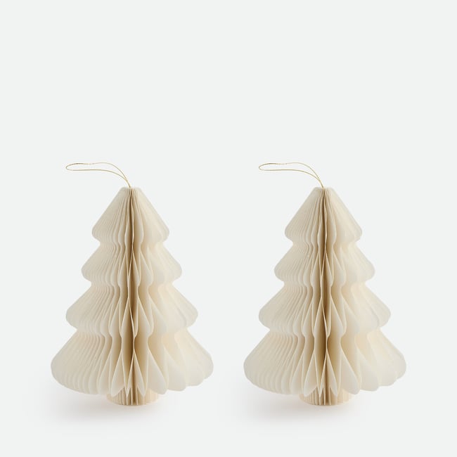 Lot de 2 sapins pliables, hauteur 20 cm, CASPAR blanc <span itemprop=