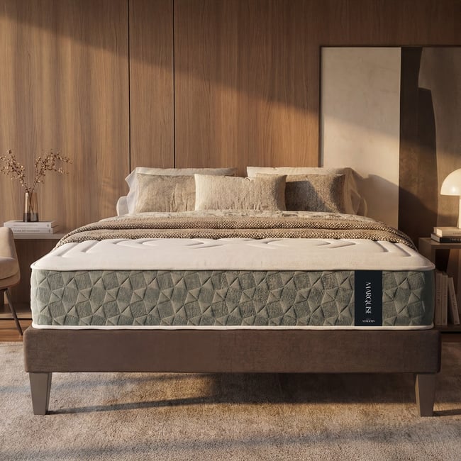 Matelas Ressorts ensachés et Mémoire de forme - 33 cm - MARQUISE Couleur blanc <span itemprop=
