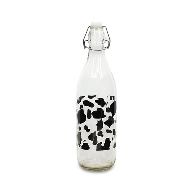 Bouteille 1 litre en verre, VACHE Couleur multicolore <span itemprop=