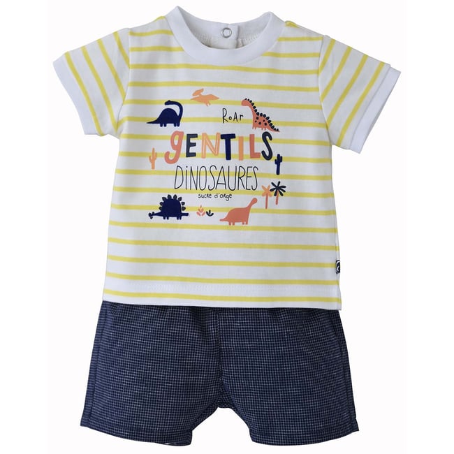 Tee-shirt et short court popcorn bleu <span itemprop=