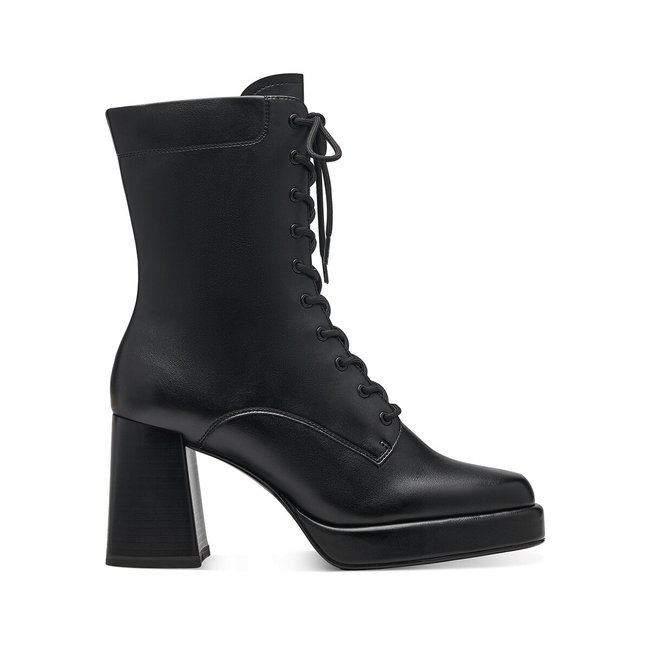Lace-Up High Ankle Boots with Heel, black, TAMARIS