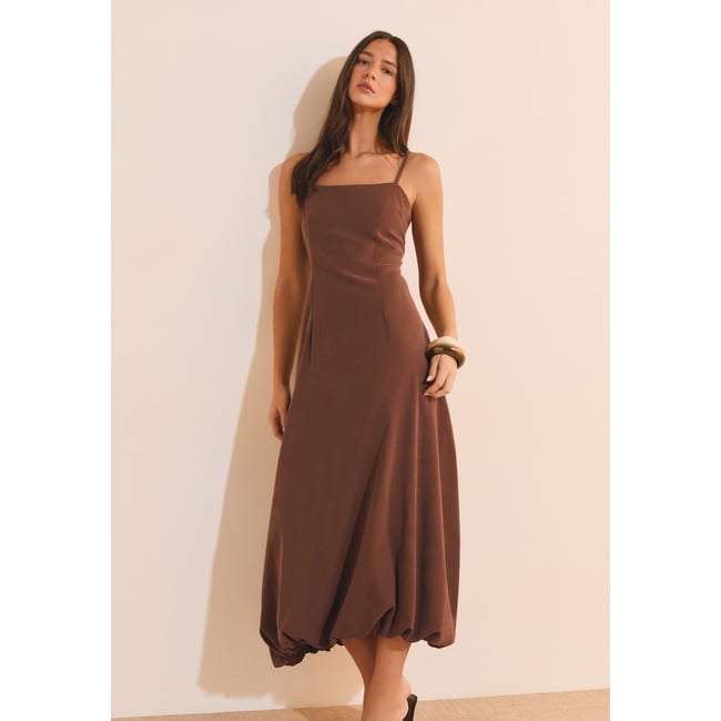 Robe longue boule PAMMY chocolat <span itemprop=