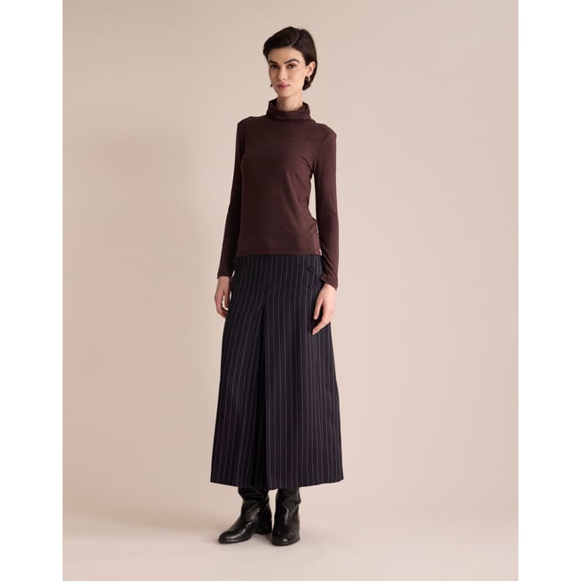 Pull col roulé Jade marron <span itemprop=
