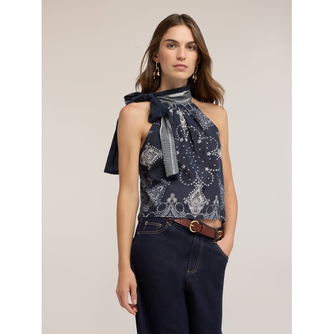 Top imprimé bleu <span itemprop=