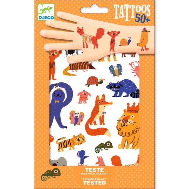 Tatouages Funny Animals 2 planchettes - DJECO