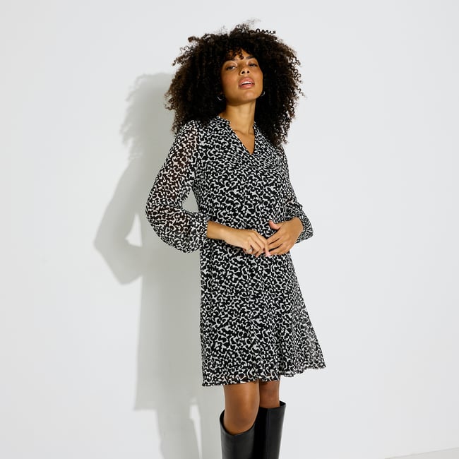 Robe courte évasée à motif abstrait - GRAIN DE MALICE