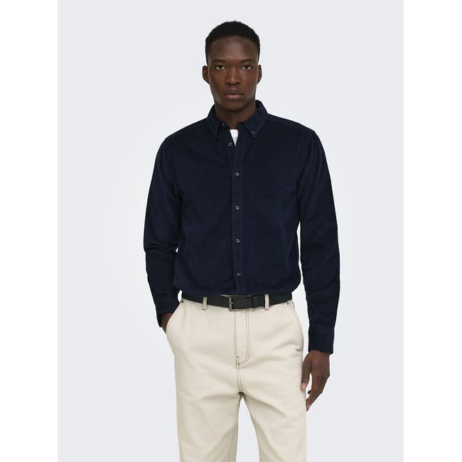 Hemd in geribd fluweel met lange mouwen - ONLY & SONS