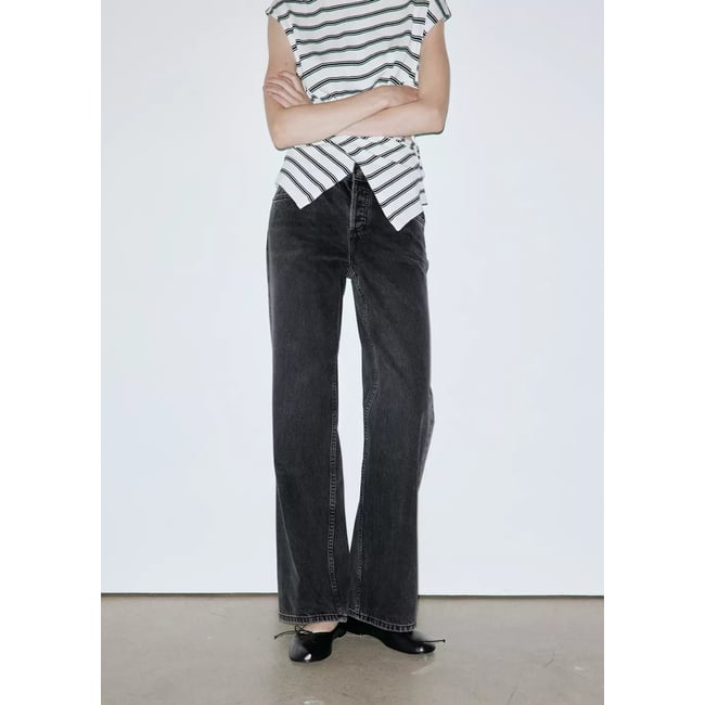 Jean droit taille basse black denim <span itemprop=