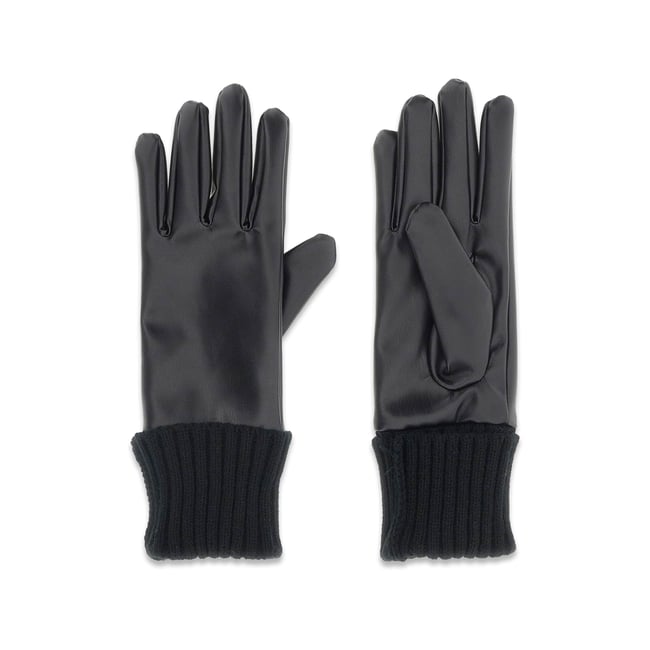 Gants En Simili Cuir noir multi <span itemprop=