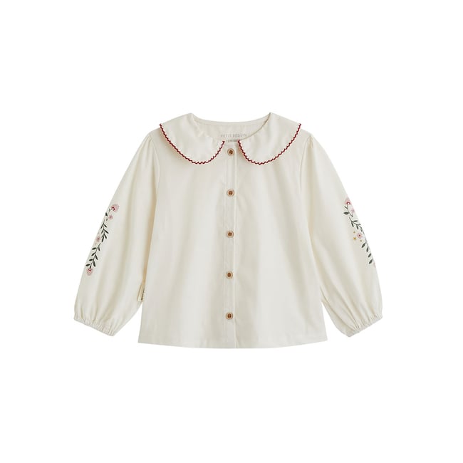 Blouse enfant en popeline Grace ecru <span itemprop=