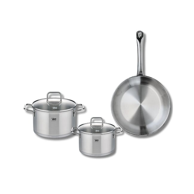 Batterie 1 poêle 28cm + 2 faitouts 16/20cm PROFI CITRIN inox <span itemprop=