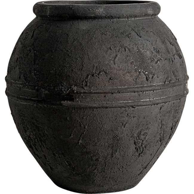 Vase amphore céramique vintage Couleur noir texturé <span itemprop=