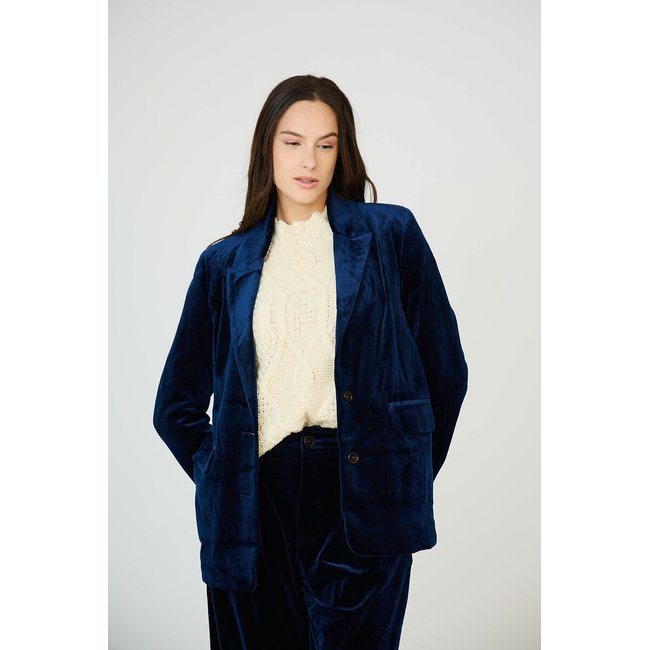 Blazer bleu marine <span itemprop=