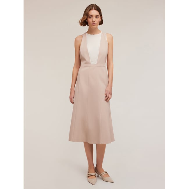 Robe évasée avec insert beige <span itemprop=