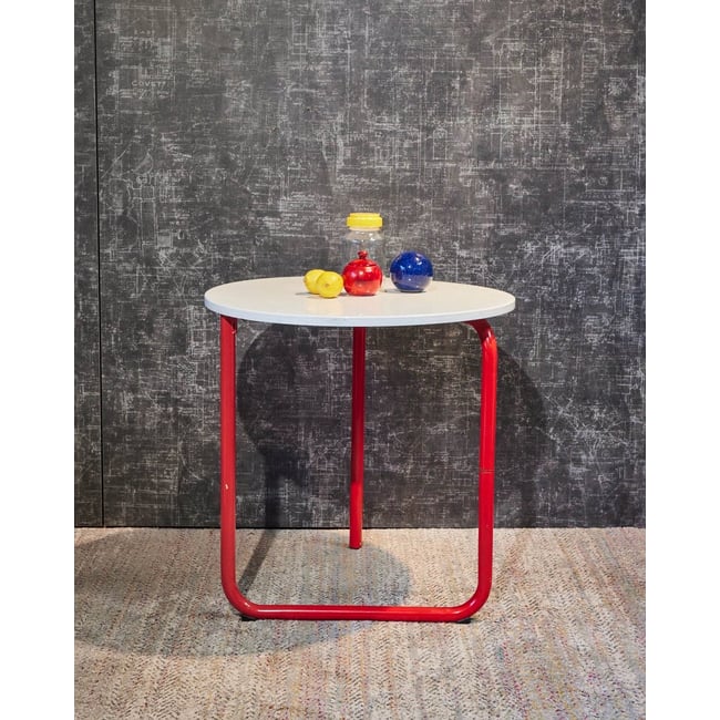Table d'appoint pliante en métal Hanna N°1559 - Bon état Couleur blanc <span itemprop=