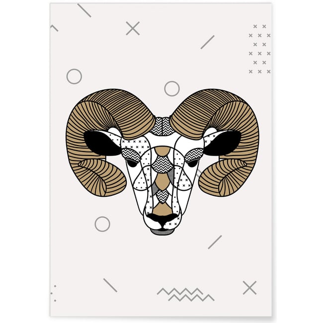 Affiche Bélier scandinave Couleur blanc <span itemprop=