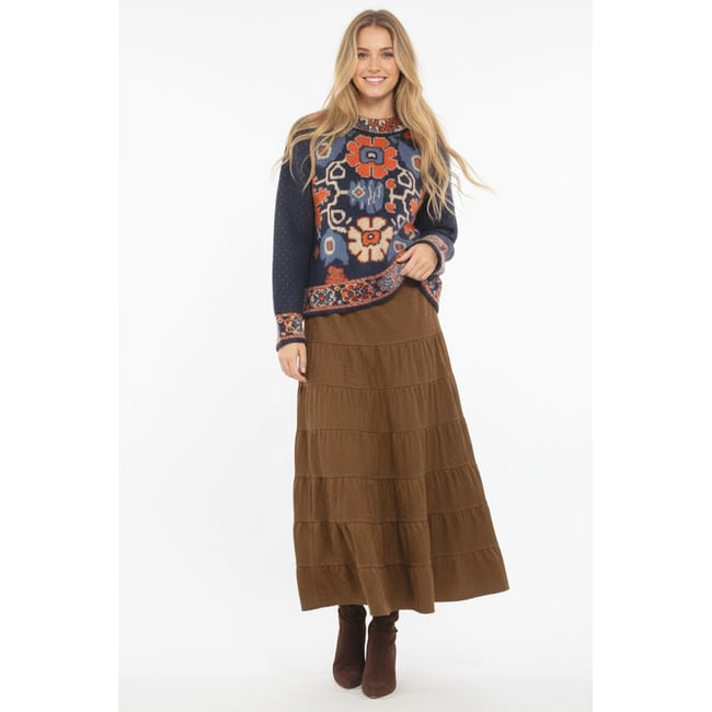 Jupe en faux daim INGRID camel <span itemprop=