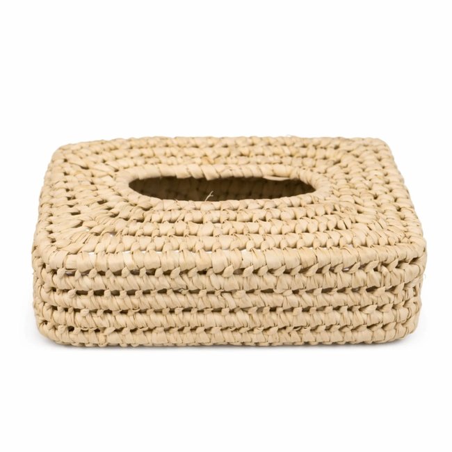 Boite à mouchoir feuilles de palmier ajourées -  LOJI Couleur naturel <span itemprop=