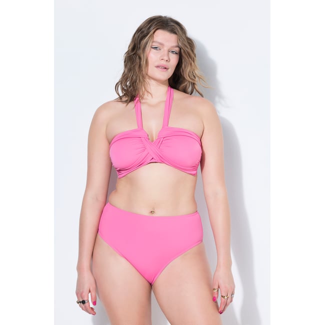 Haut de bikini, bonnets souples, dos nu rose vif <span itemprop=
