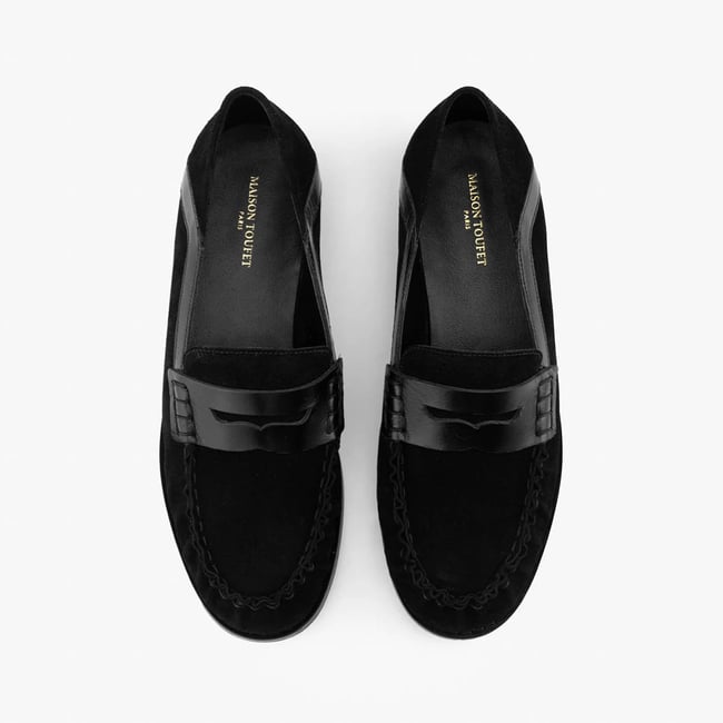 Mocassin cuir velours CONSTANCE noir <span itemprop=