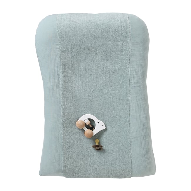 Housse Matelas à Langer Bi-Matière Vert Céladon – Gaze De Coton + Éponge Absorbante, 72x48 Cm, Très Douce
