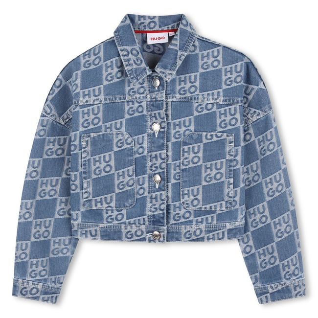 Veste en jean dble stone+brossage <span itemprop=