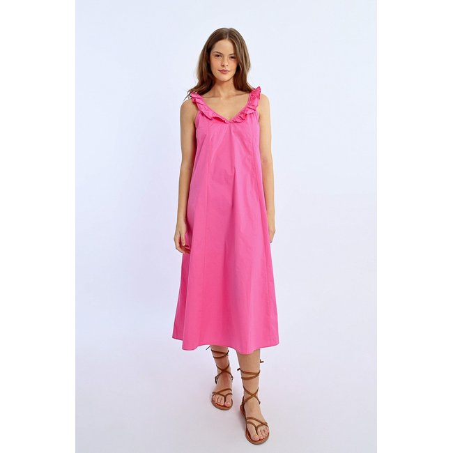 Robe longue, col à volants - LILI SIDONIO